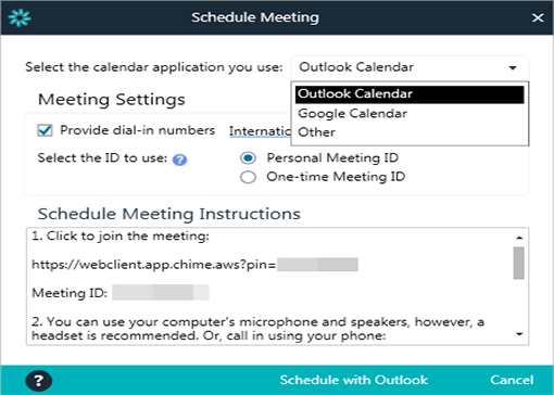 Chime schedule meetings
