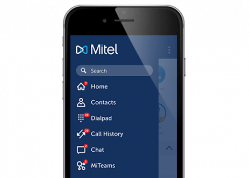 Miteam mobile client menu options