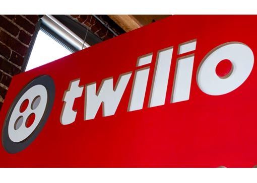 twilio red sign and logo