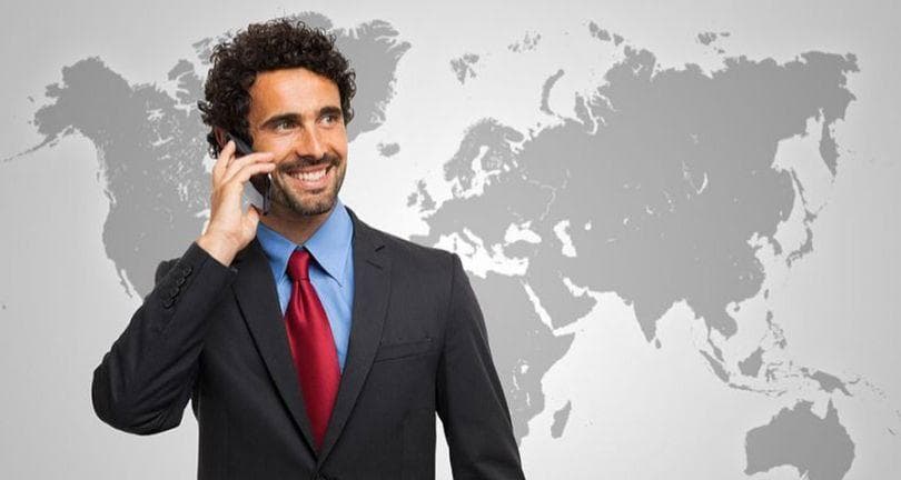 employee using mobile phone for international call