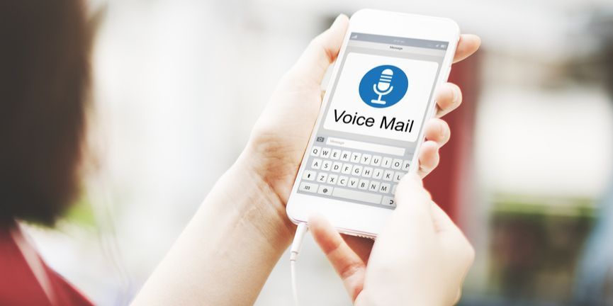 voicemail display on smartphone in user's hands