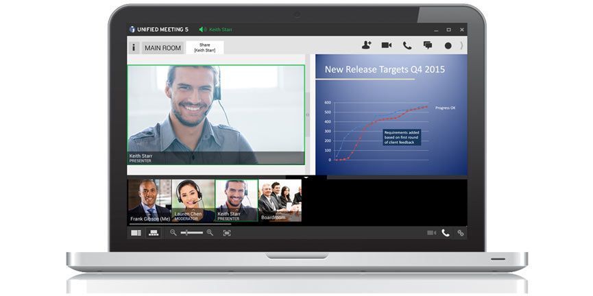 West UC enables remote teams to connect effortlessly with their range of UC offerings. InterCall Meeting 5 on laptop device