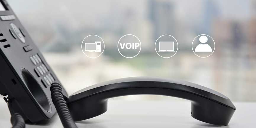 standard desk voice over ip phone with icons
