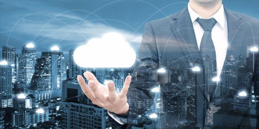 businessman with cloud network