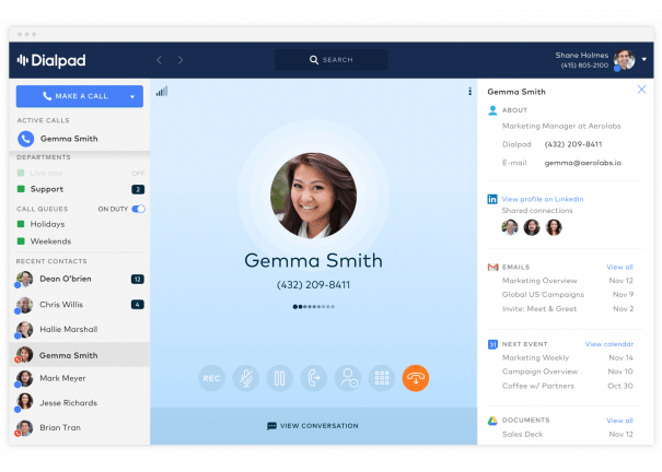dialpad web portal dashboard