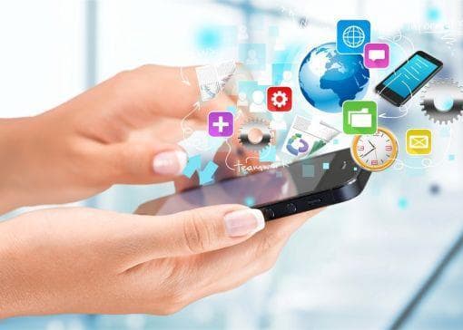 woman using mobile app on iphone