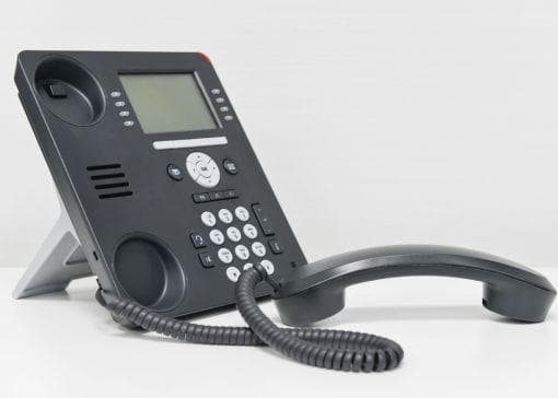 voice over IP phone on office desk