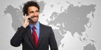 employee using mobile phone for international call