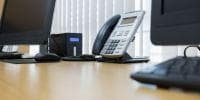 ip phone and desktop computer