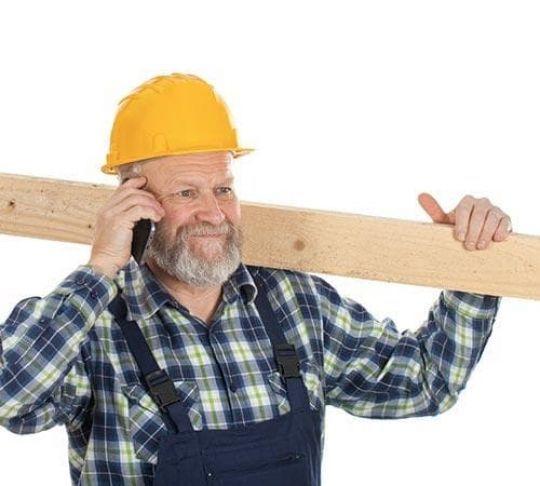 contractor on mobile device