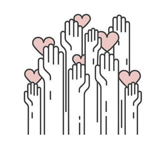 nonprofit hands raised giving back