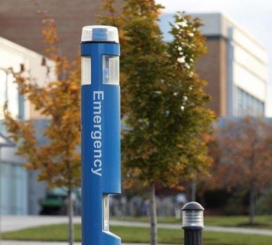 emergency phone box light on campus