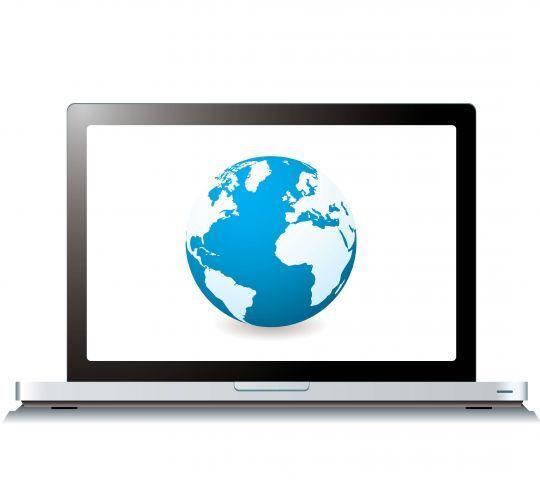 Business internet service differs from residential internet service because it delivers faster speeds and better uptime. business laptop connected to internet