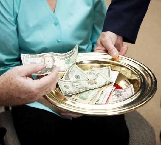 money collection plate at church