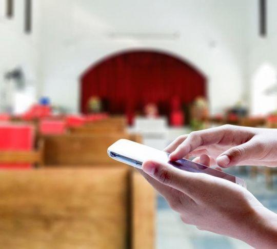 using a mobile phone in a church